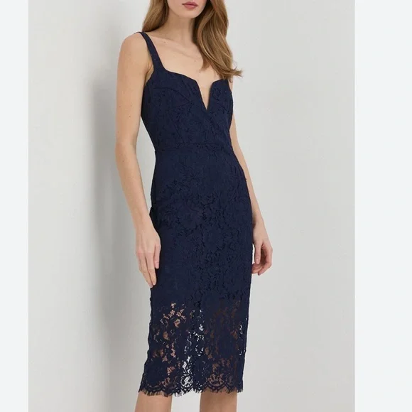 Bardot | Dresses | Bardot Adeline Lace Midi Dress Size 2 Women In Navy  Party Cocktail Date Night | Poshmark